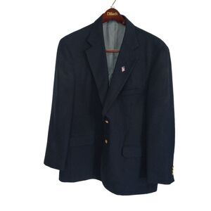 STAFFORD MEN'S BLUE LINEN BLEND BLAZER JACKET SPORT COAT SIZE 44R